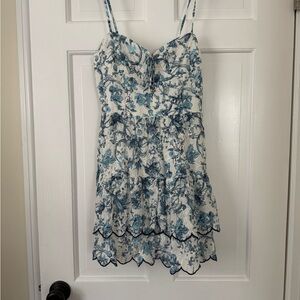 Floral Blue and White Dress